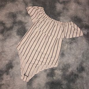 STRIPED OFF SHOULDER BODYSUIT